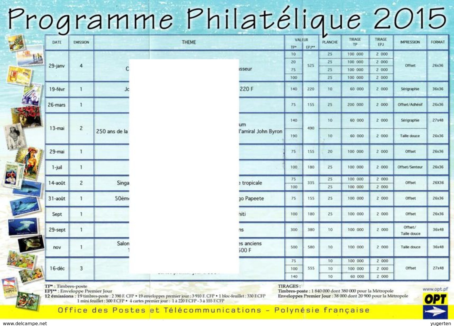 French Polynesia Polynésie 2015 Prospectus Philatelic Program Philatelistisches Programm Programme Philatélique 2 Scans - Autres & Non Classés