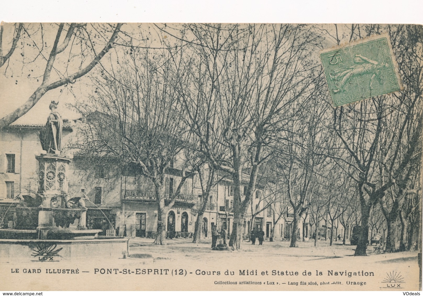 CPA - France - (30) Gard - Pont-Saint-Esprit - Cours Du Midi Et Statue De La Navigation - Pont-Saint-Esprit