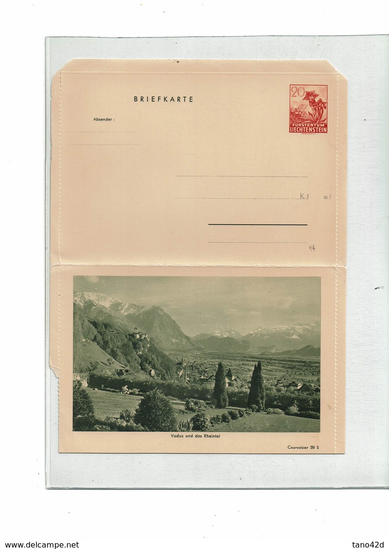 FAL14 - LIECHTENSTEIN CARTE LETTRE MICHEL N°K1 PETITS DEFAUTS - Entiers Postaux