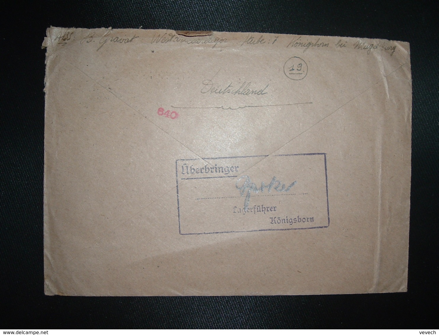 LETTRE Censurée ALLEMAGNE FRANCE TP 25 OBL.7.6. 44 BIEDERITZ - WW II