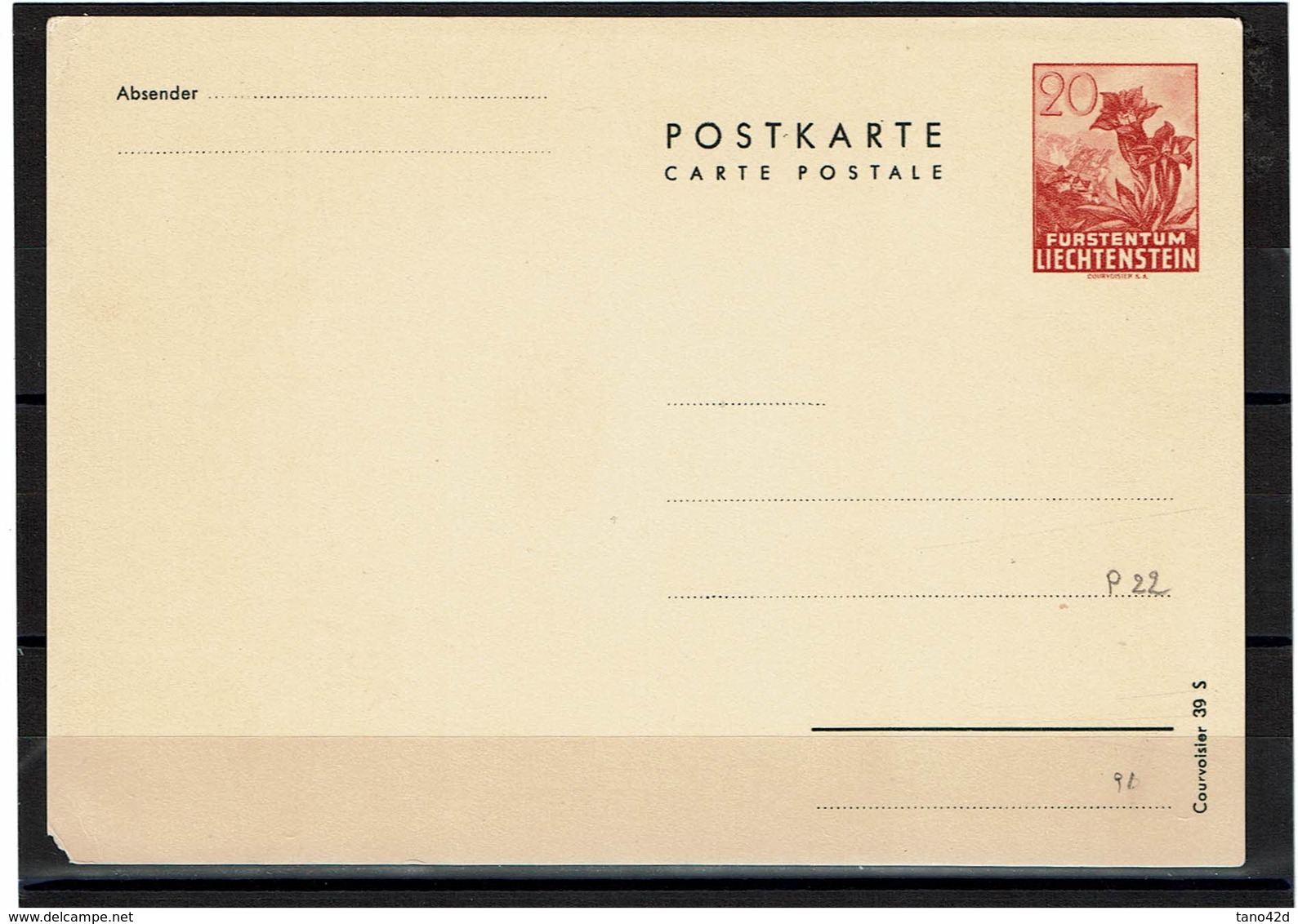 FAL14 - LIECHTENSTEIN CARTE POSTALE MICHEL N°P22 - Stamped Stationery
