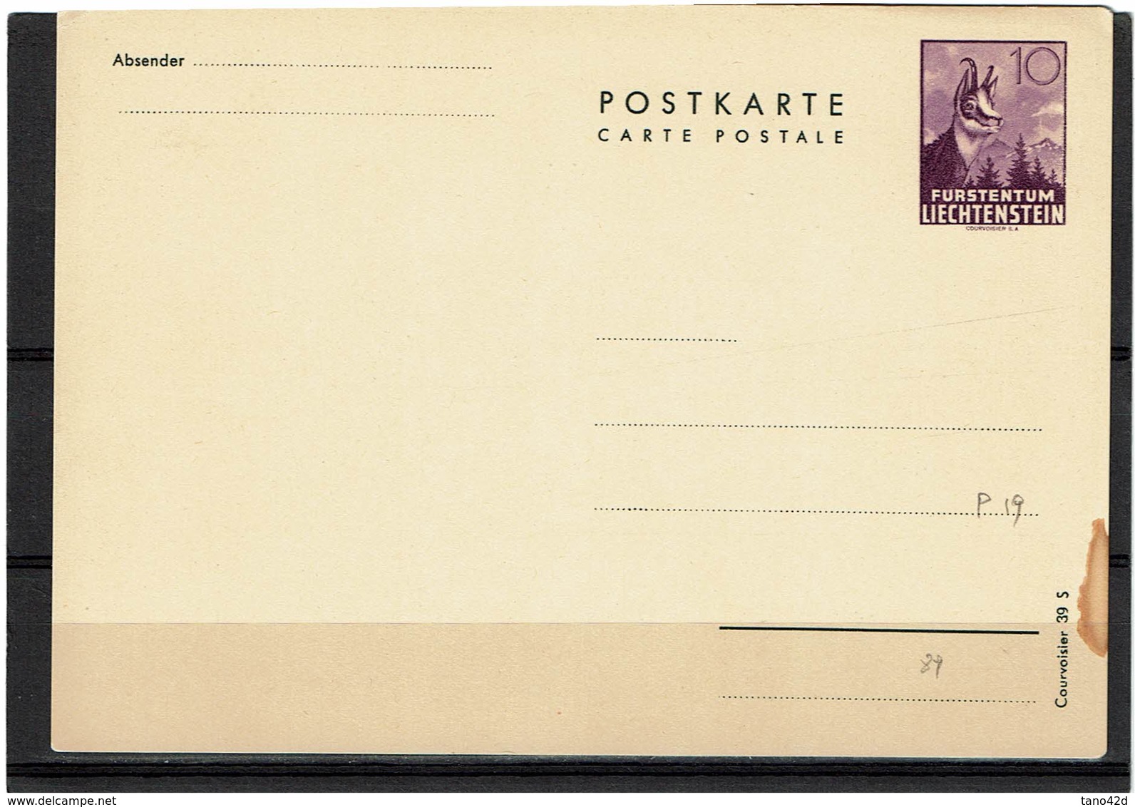 FAL14 - LIECHTENSTEIN CARTE POSTALE MICHEL N°P19 - Stamped Stationery