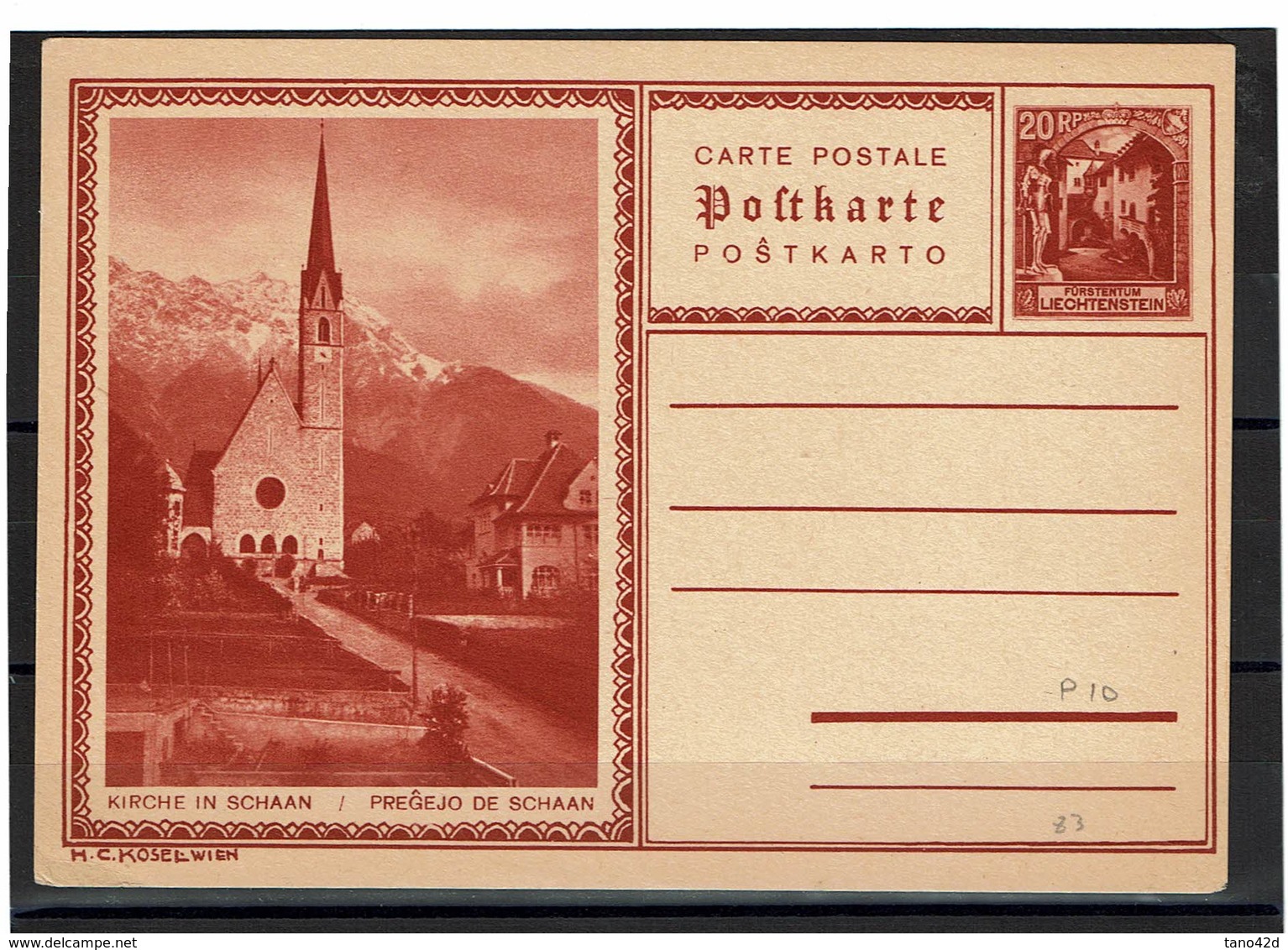 FAL14 - LIECHTENSTEIN CARTE POSTALE MICHEL N°P10 - Stamped Stationery