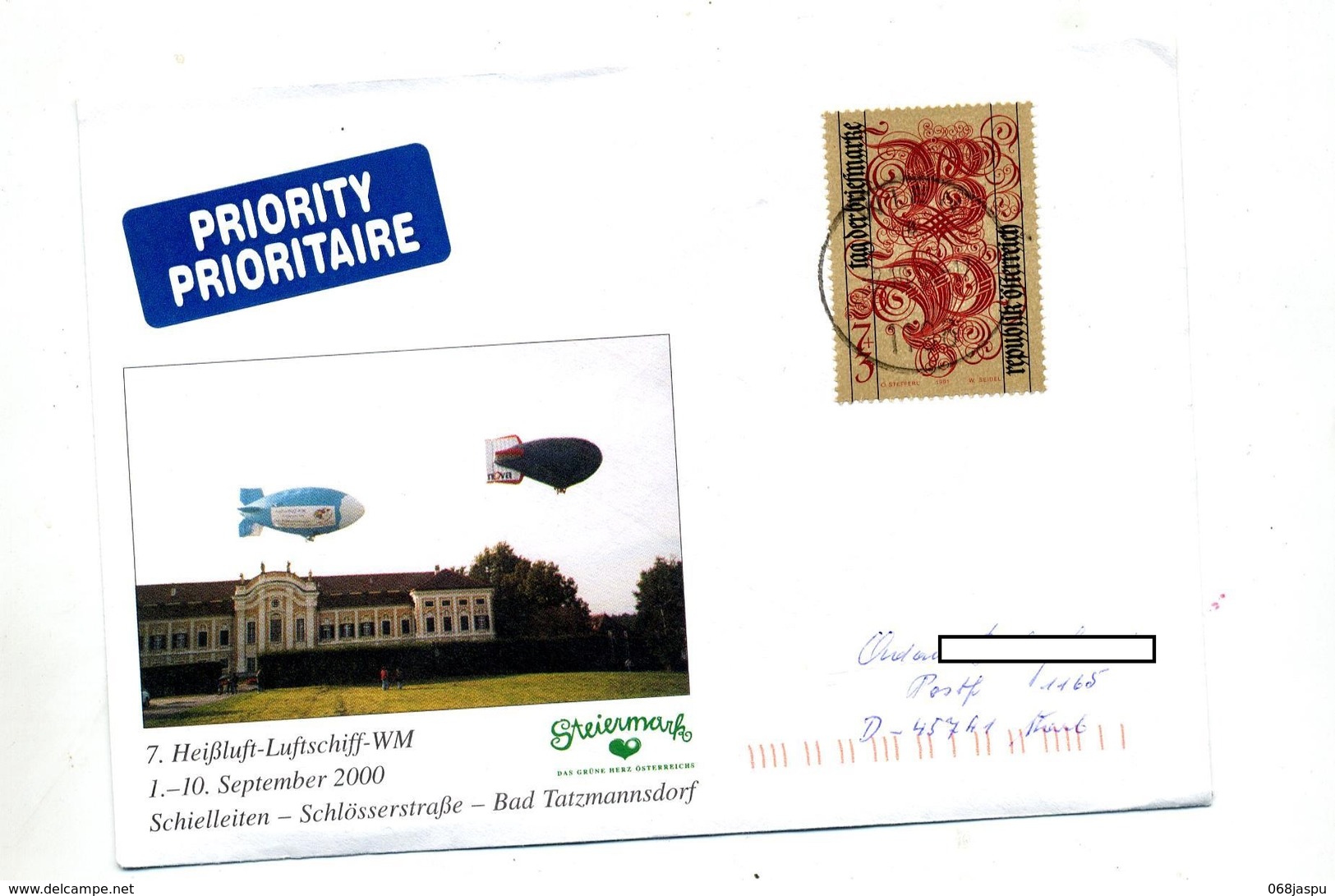 Lettre Cachet Wien Sur Journee Du Timbre Illustré Zeppelin - Frankeermachines (EMA)