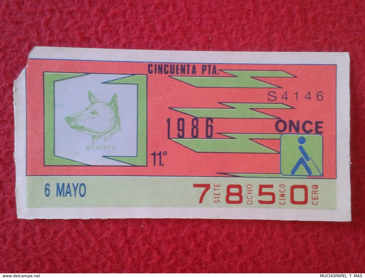 CUPÓN DE ONCE SPANISH LOTTERY LOTERIE SPAIN CIEGOS BLIND LOTERÍA ESPAÑA 1986 PERRO DOG CHIEN PERROS DOGS BASENJI VER FOT - Billetes De Lotería