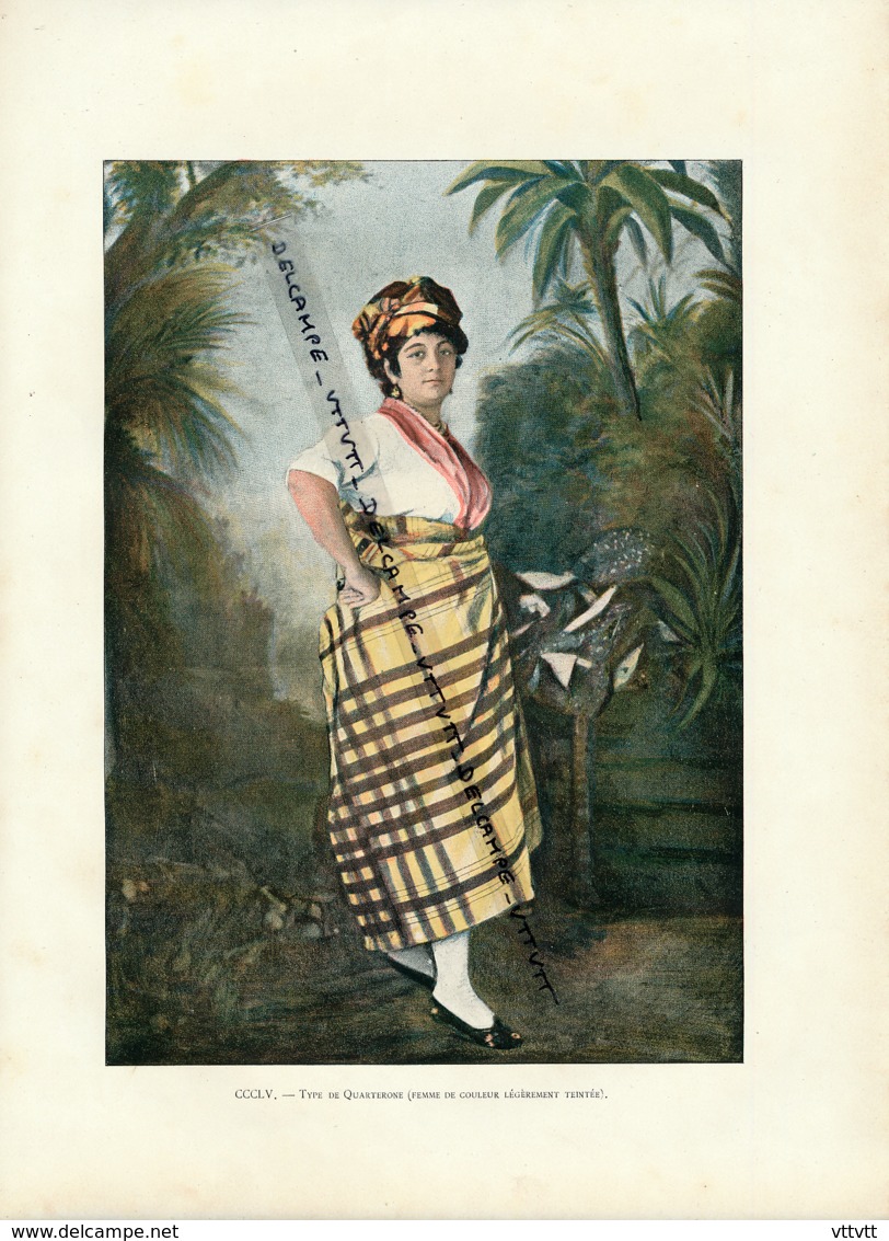 Document (1880) : Martinique, Type De Quarteronne, Femme De Couleur, Photographie Aquarellée, Souvenir De Voyage - Andere & Zonder Classificatie