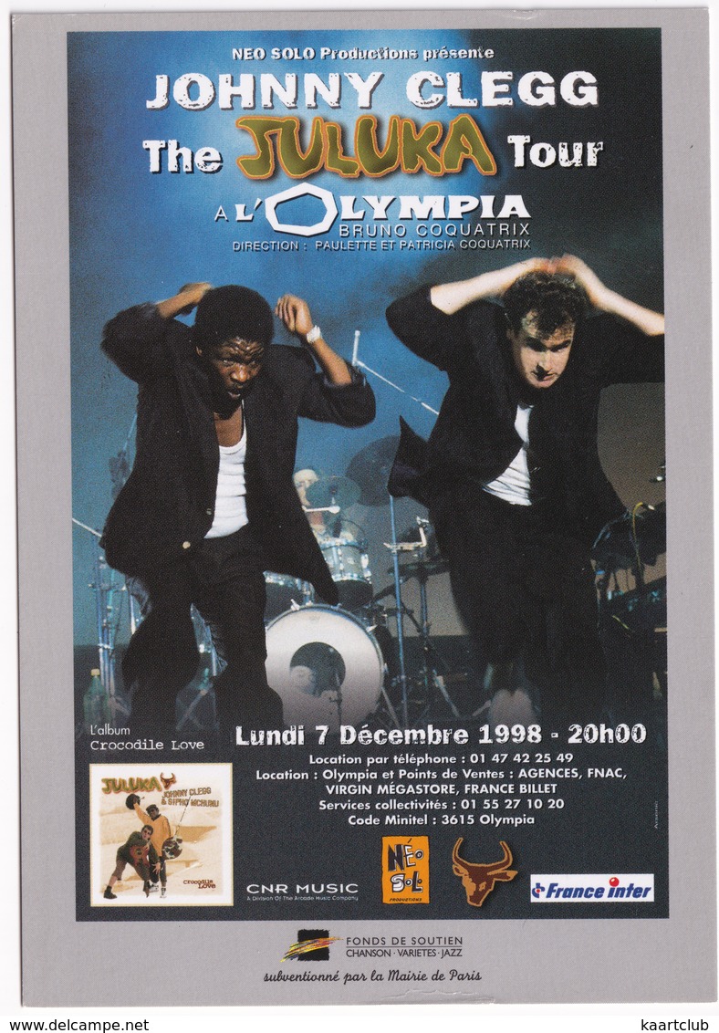 Popmusic:  JOHNNY CLEGG 'The Juluka Tour' à L'Olympia - Paris - 1998 - Muziek En Musicus