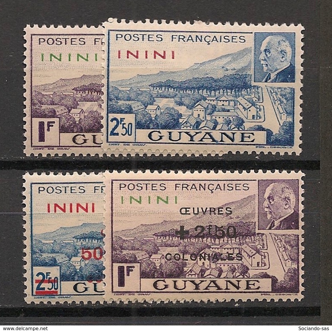 Inini - 1941-44 - N°Yv. 51 - 52 - 57 - 58 - Pétain - Neuf Luxe ** / MNH / Postfrisch - Unused Stamps
