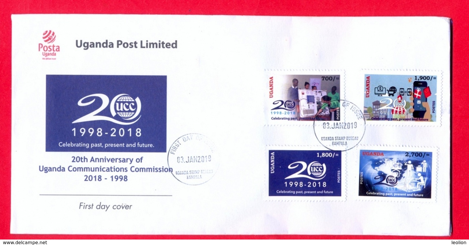 UGANDA 2019 FDC New Stamps Issue 20 Years UCC Uganda Communication Commission 1998 - 2018  First Day Of Issue OUGANDA - Uganda (1962-...)
