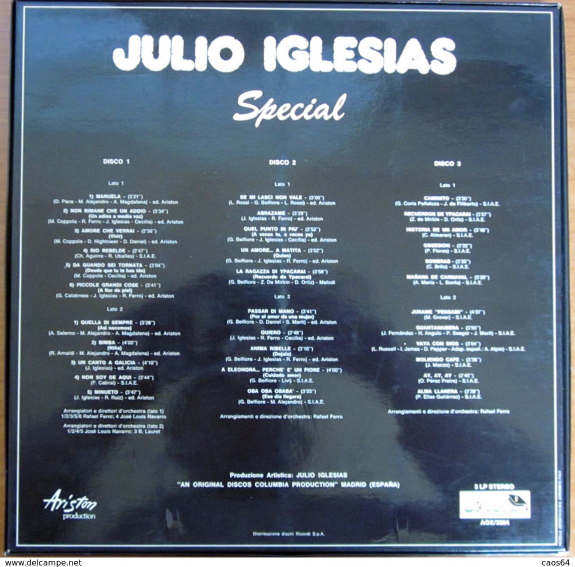 Julio Iglesias ‎ Special  Oxford ‎ AOX/3304  3  Vinyl LP Compilation - Compilations