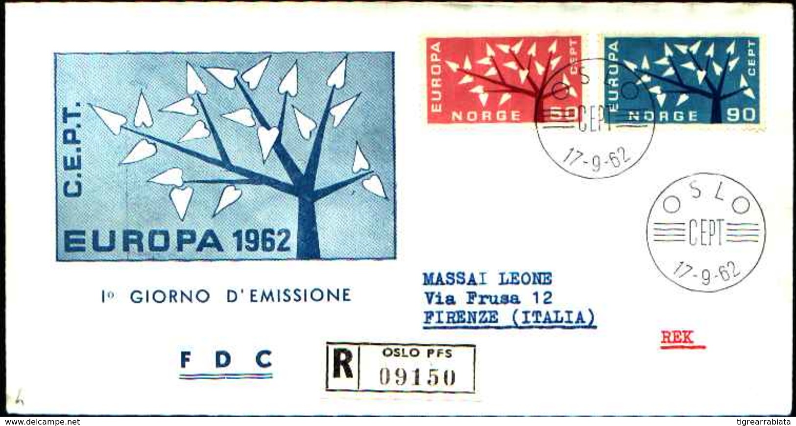 12237a)F.D.C.   Europa- Cept  -   Oslo 2 Valori 17-9-62 - FDC