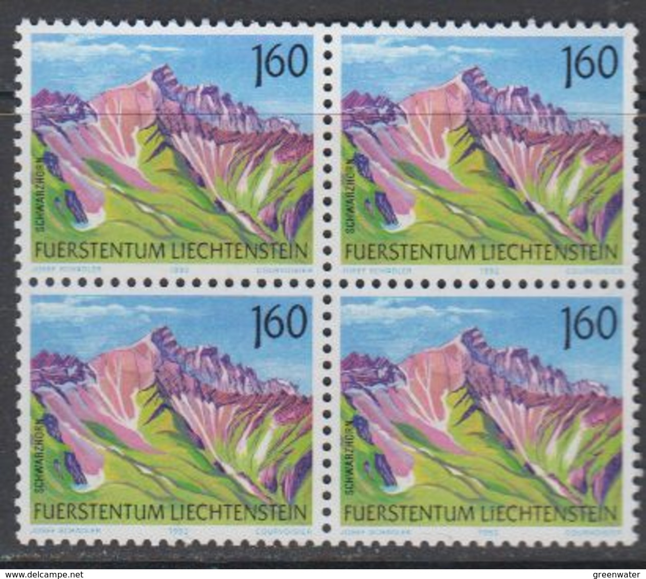 Liechtenstein 1992 Berge / Mountains 1v Bl Of 4 ** Mnh (43442) - Ongebruikt