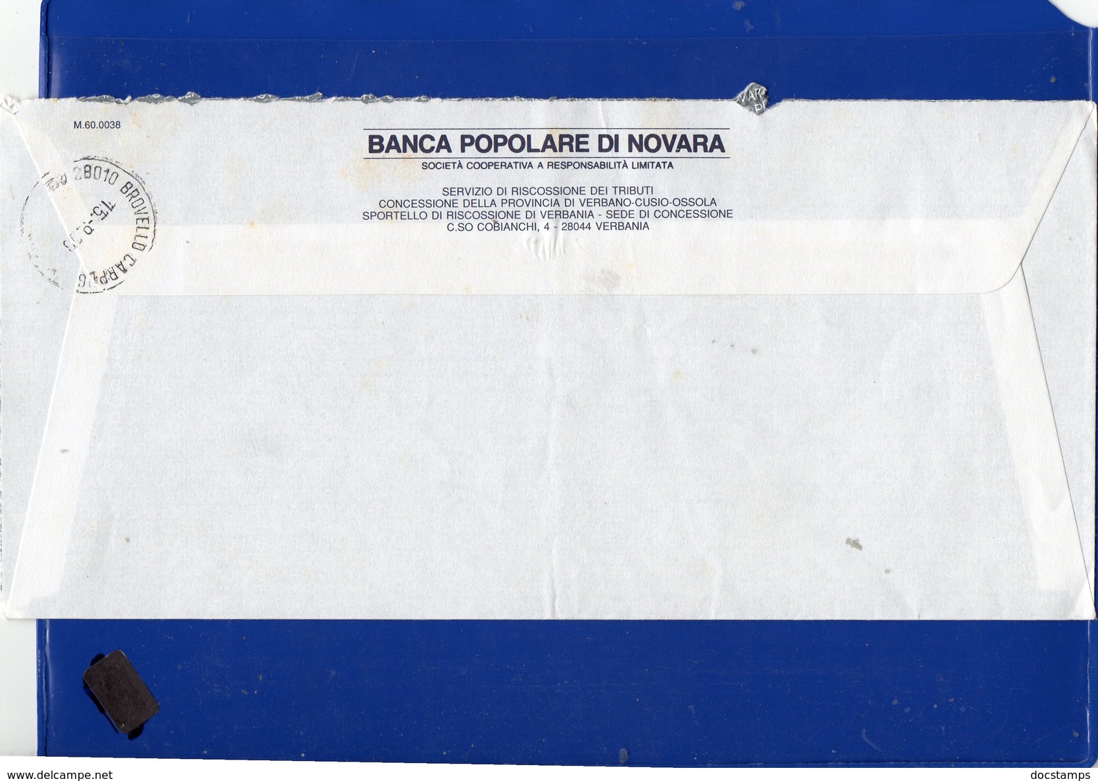 ##(DAN197)-Italia 1998-Busta Da  Verbania-Intra,affrancatura Meter - EMA BANCA POPOLARE DI NOVARA - Macchine Per Obliterare (EMA)