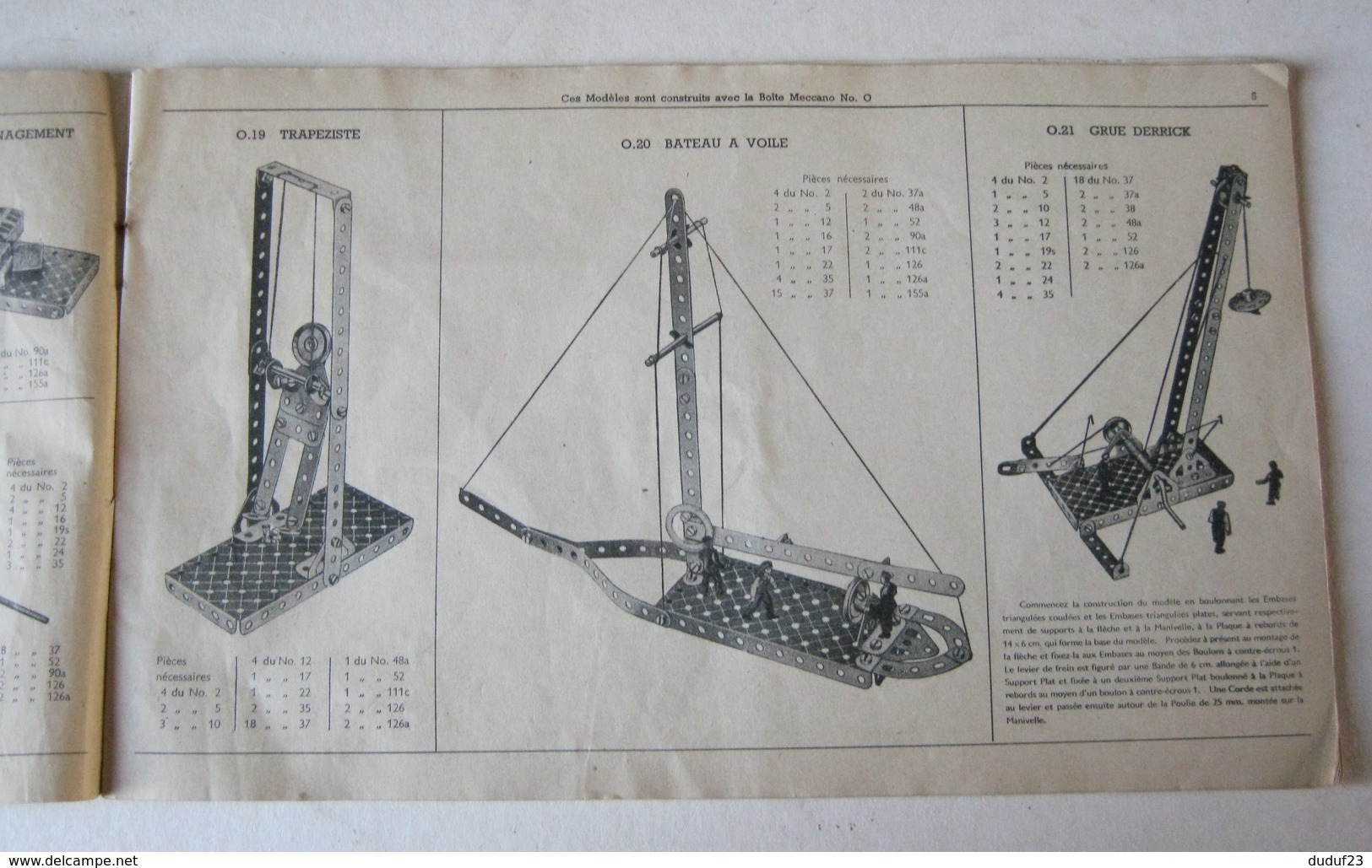 CATALOGUE MECCANO N°42.2 INSTRUCTIONS POUR L'EMPLOI DE LA BOITE N°2 - Meccano