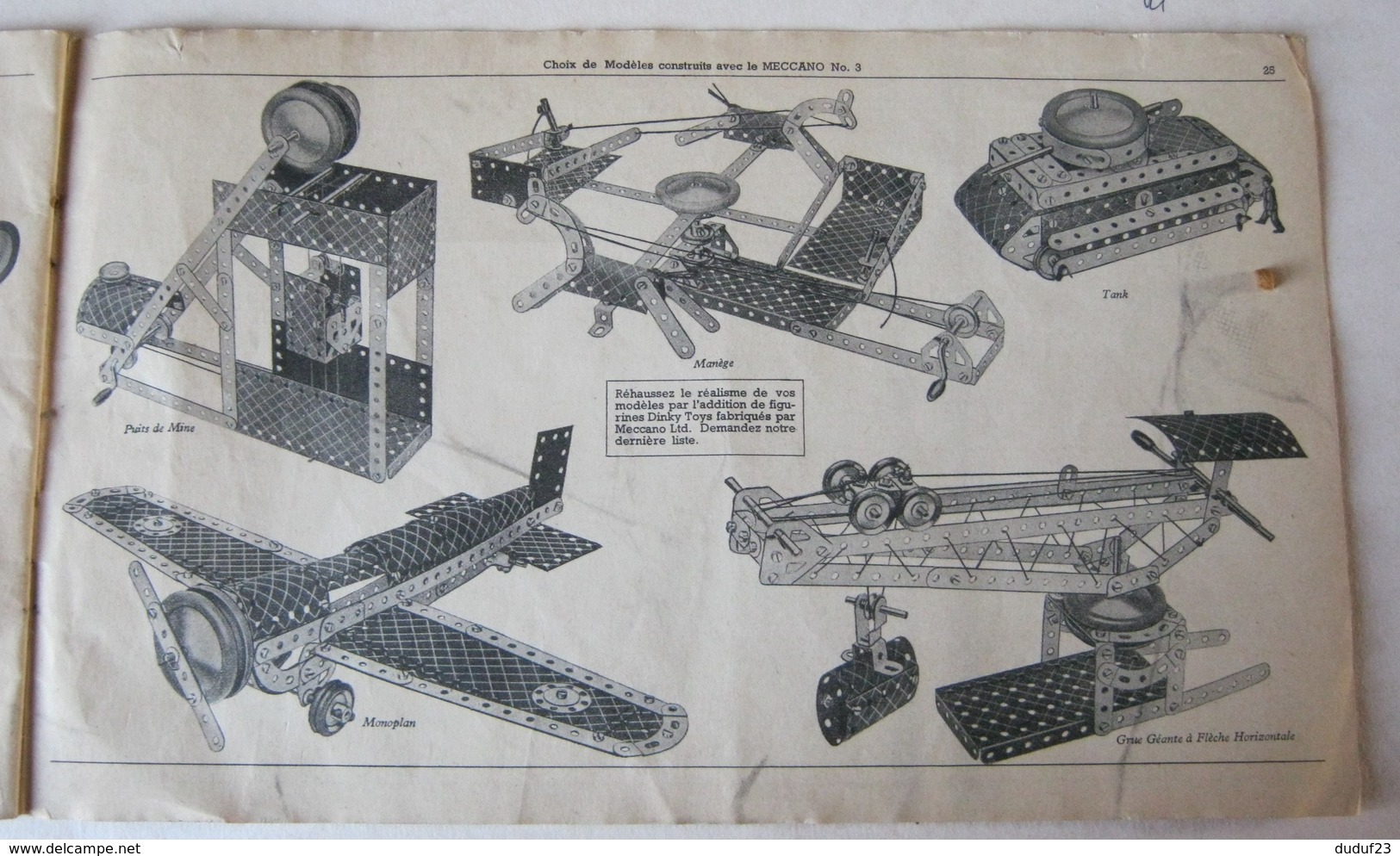 CATALOGUE MECCANO N°42.2 INSTRUCTIONS POUR L'EMPLOI DE LA BOITE N°2 - Meccano