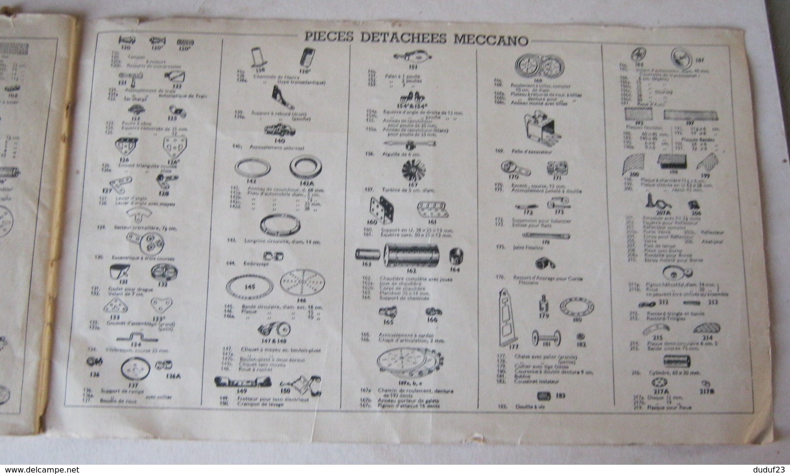 CATALOGUE MECCANO N°42.2 INSTRUCTIONS POUR L'EMPLOI DE LA BOITE N°2