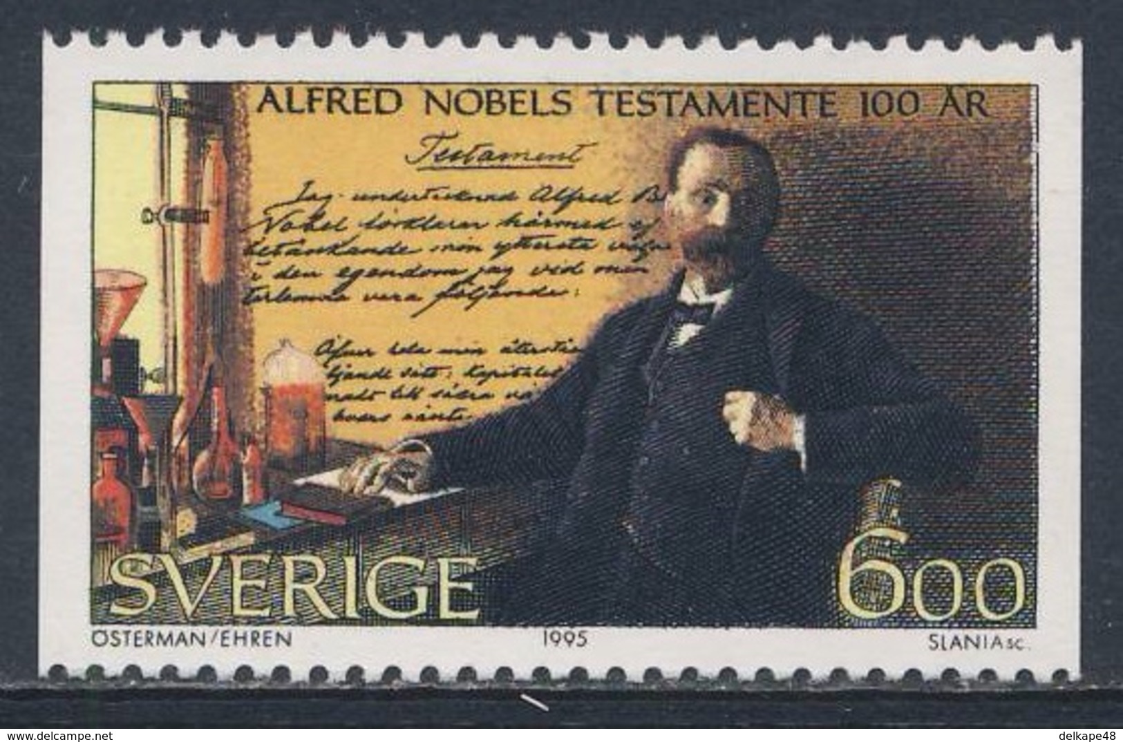 Sweden Sverige 1995 Mi 1917 SG 1841 ** Alfred Nobel (1833-1896) + Will / Autograph Testaments, Chemiker, Industrieller - Nobel Prize Laureates