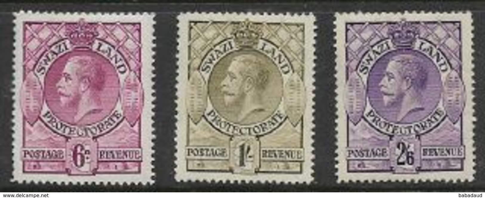 Swaziland, GVR, 1933, 6d, 1/-, 2'6, MH * - Swaziland (...-1967)