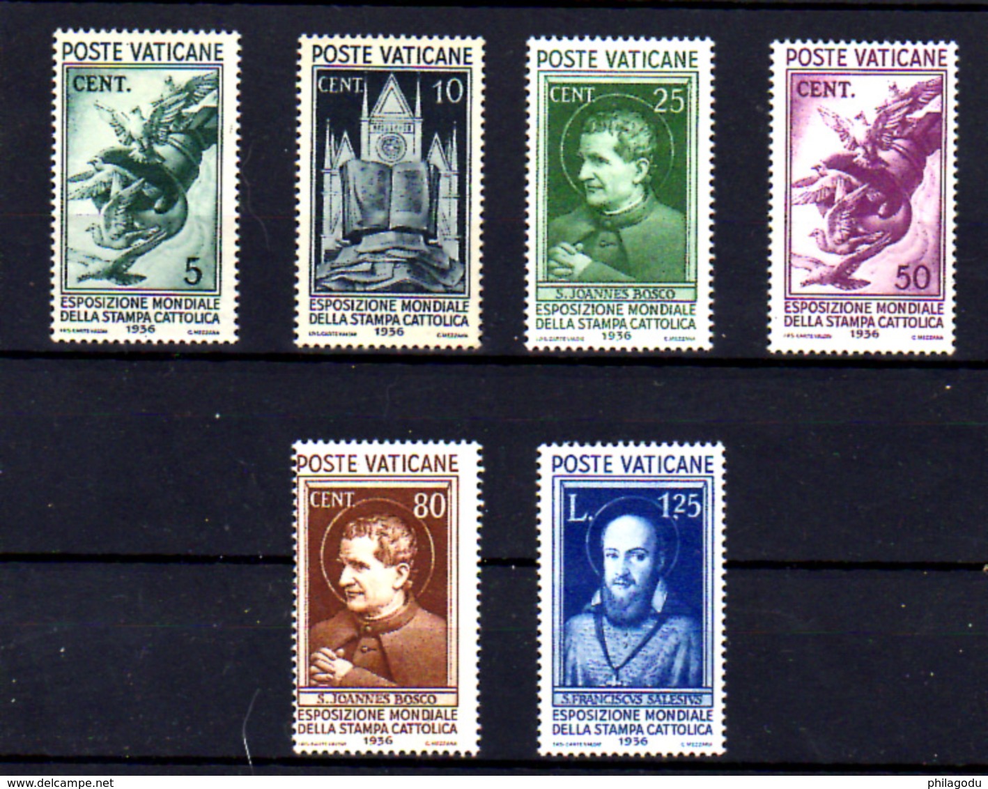 Vatican 1936, Expo De La Presse Catholique, 72 / 78*, Dépareillés, Cote 60,50 € - Unused Stamps