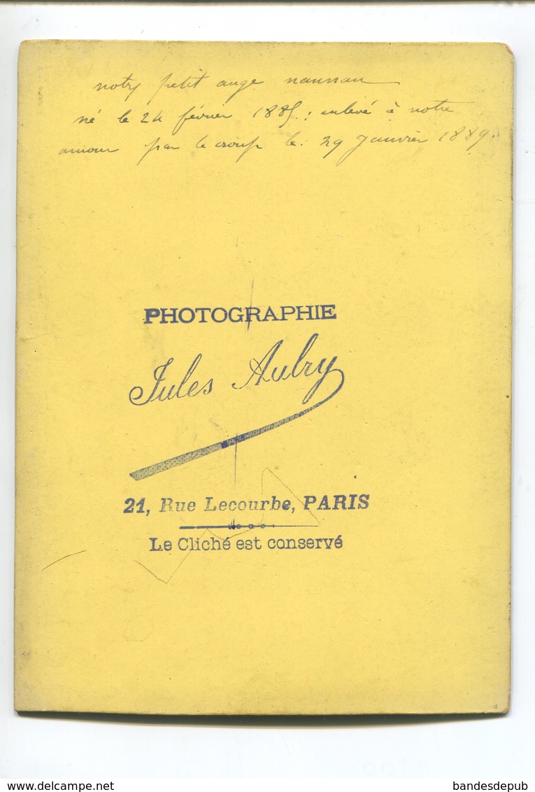 Photographe Jules Aubry Paris Photo Orignale Enfant Mort Croup 1889 - Anciennes (Av. 1900)