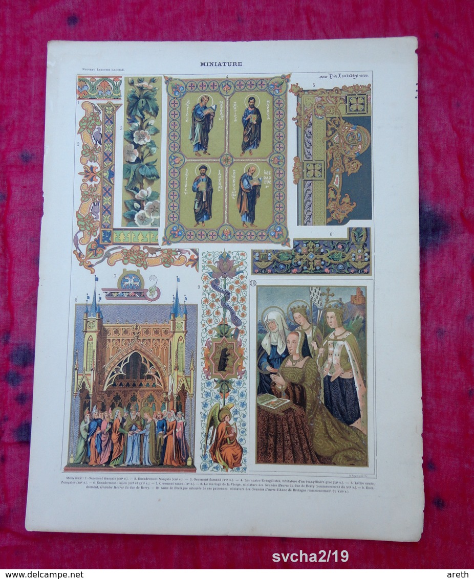 Planche 32,5 X 25 Cm- Gravure Issue D'un Ancien Larousse : MINIATURE - History