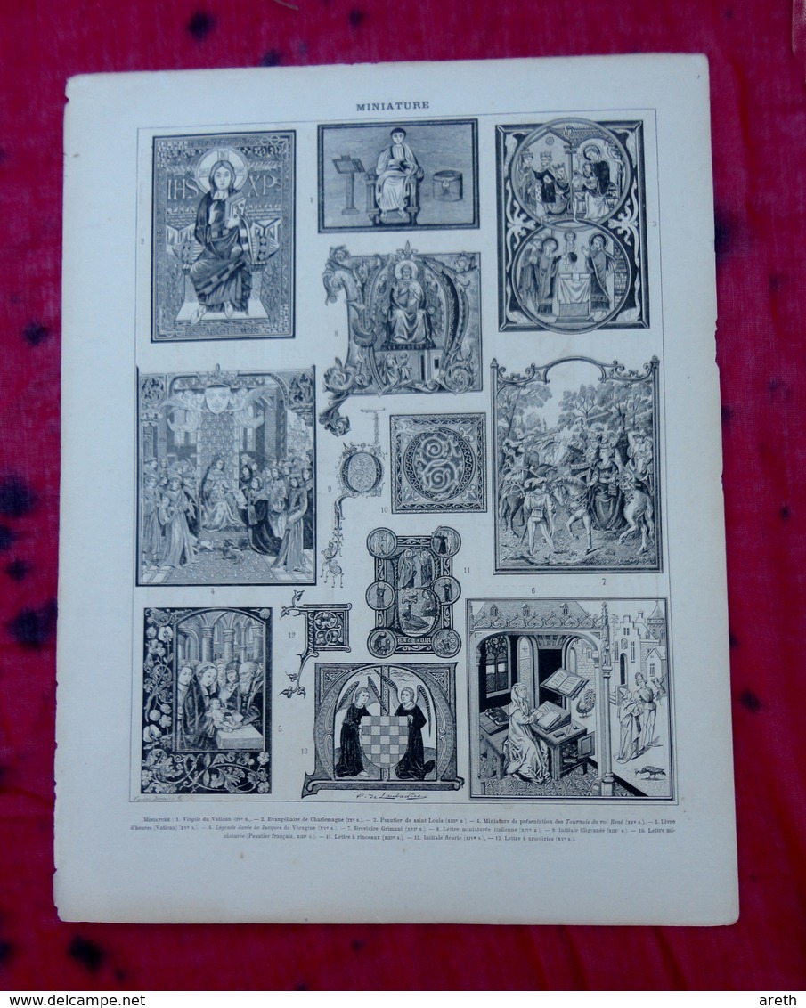 Planche 32,5 X 25 Cm- Gravure Issue D'un Ancien Larousse : MINIATURE - History