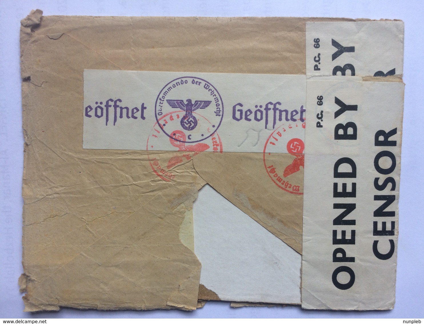 GERMANY 1940 Prisoner Of War Kriegsgefangenenposten Cover To England With English And German Censor Tape - Briefe U. Dokumente