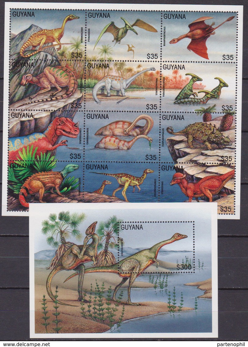 Guyana Dinosauri Dinosaurs Prehistoric Animals Set MNH - América Del Norte