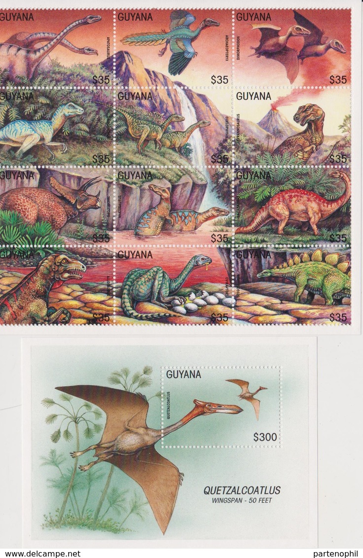 Guyana Dinosauri Dinosaurs Prehistoric Animals Set MNH - America Del Nord