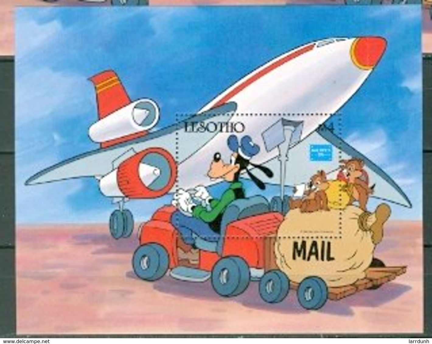 Lesotho Disney Goofy And Mail Plane Souvenir Sheet Block MNH 1986 Cat $11 US A04s - Lesotho (1966-...)