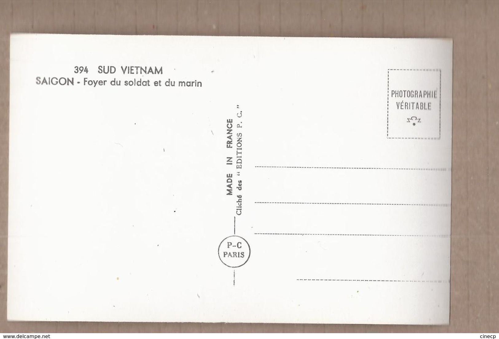 CPSM VIETNAM - SUD VIETNAM - SAIGON - Foyer Du Soldat Et Du Marin - TB PLAN TB ANIMATION - Viêt-Nam