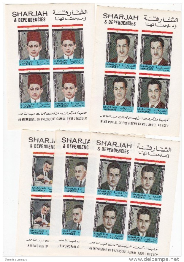 Sharjah,1971 Nasser 5 De Luxe S,sheets In Bloc's Of 4,MNH-only The Air Mail Value Exist-Limited Issue- Rare-SKRILL PAY - Sharjah