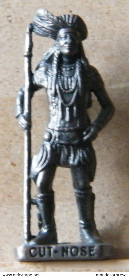 (SLDN°116) KINDER FERRERO, SOLDATINI IN METALLO INDIANI SECONDA SERIE, CUT NOSE, 40 MM VECCHIO BRUNITO - Figurine In Metallo