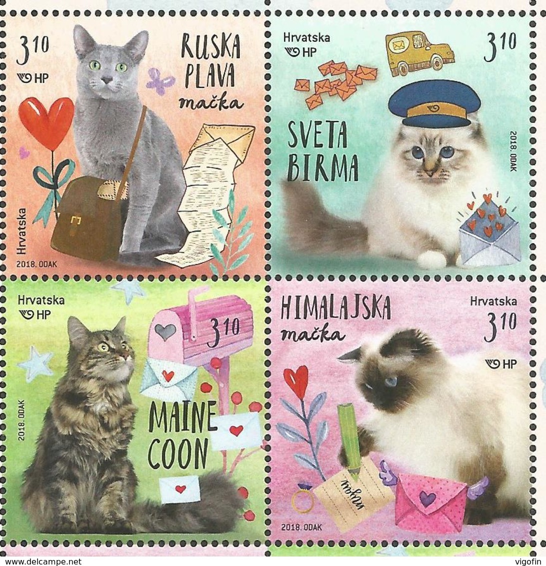 HR 2018-1303-6 CATS, HRVATSKA CROATIA, 1 X 4v, MNH - Croatie