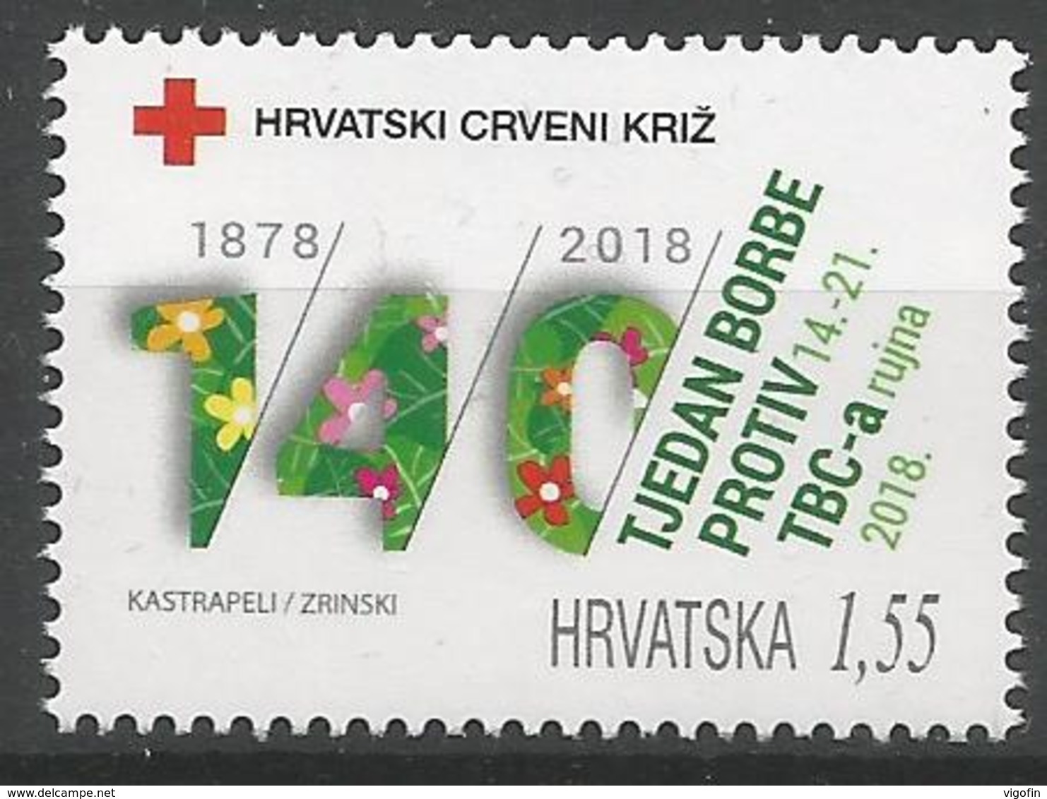 HR 2018-ZZ02 RED CROSS TBC, HRVATSKA CROATIA, 1 X 1v, MNH - Kroatië