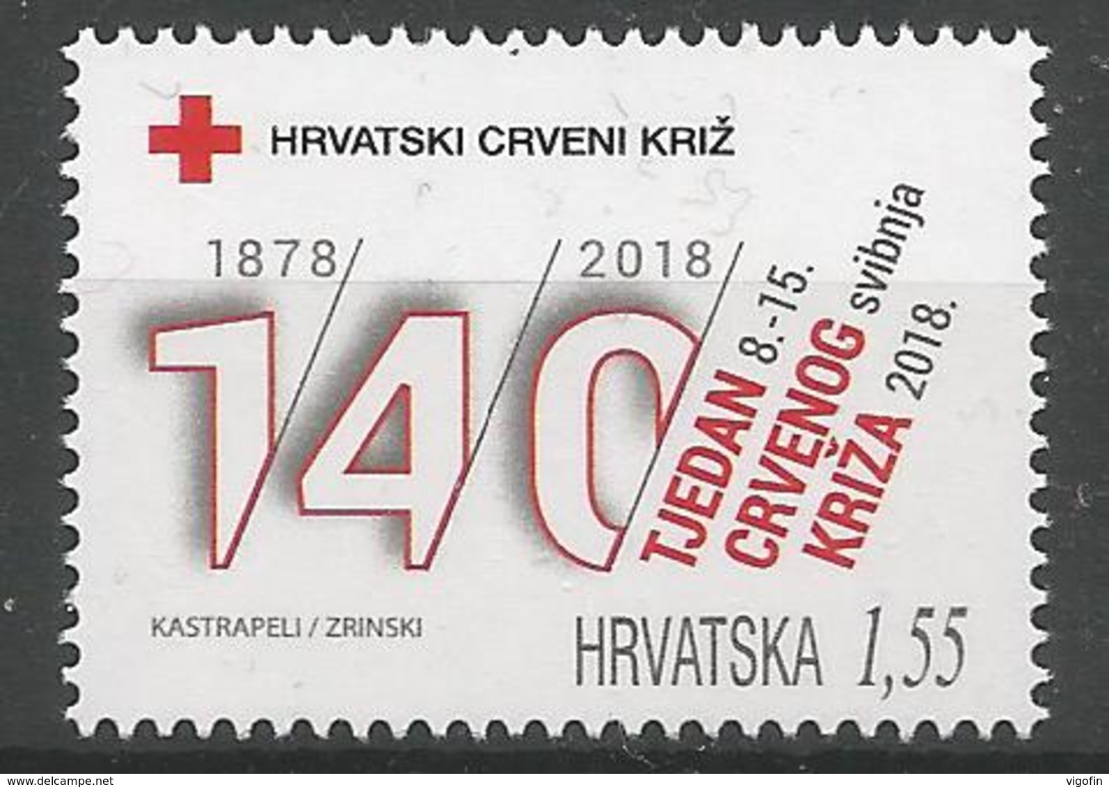 HR 2018-ZZ01 RED CROSS, HRVATSKA CROATIA, 1 X 1v, MNH - Croacia