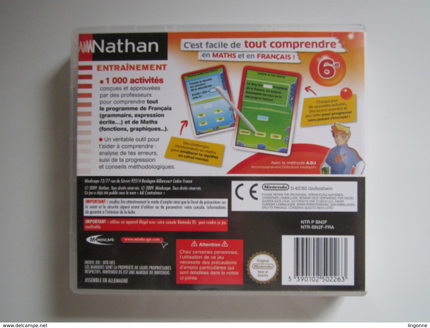 JEU NINTENDO DS Entrainement 6e Nathan Maths Et Français 11-12 Ans - Nintendo DS