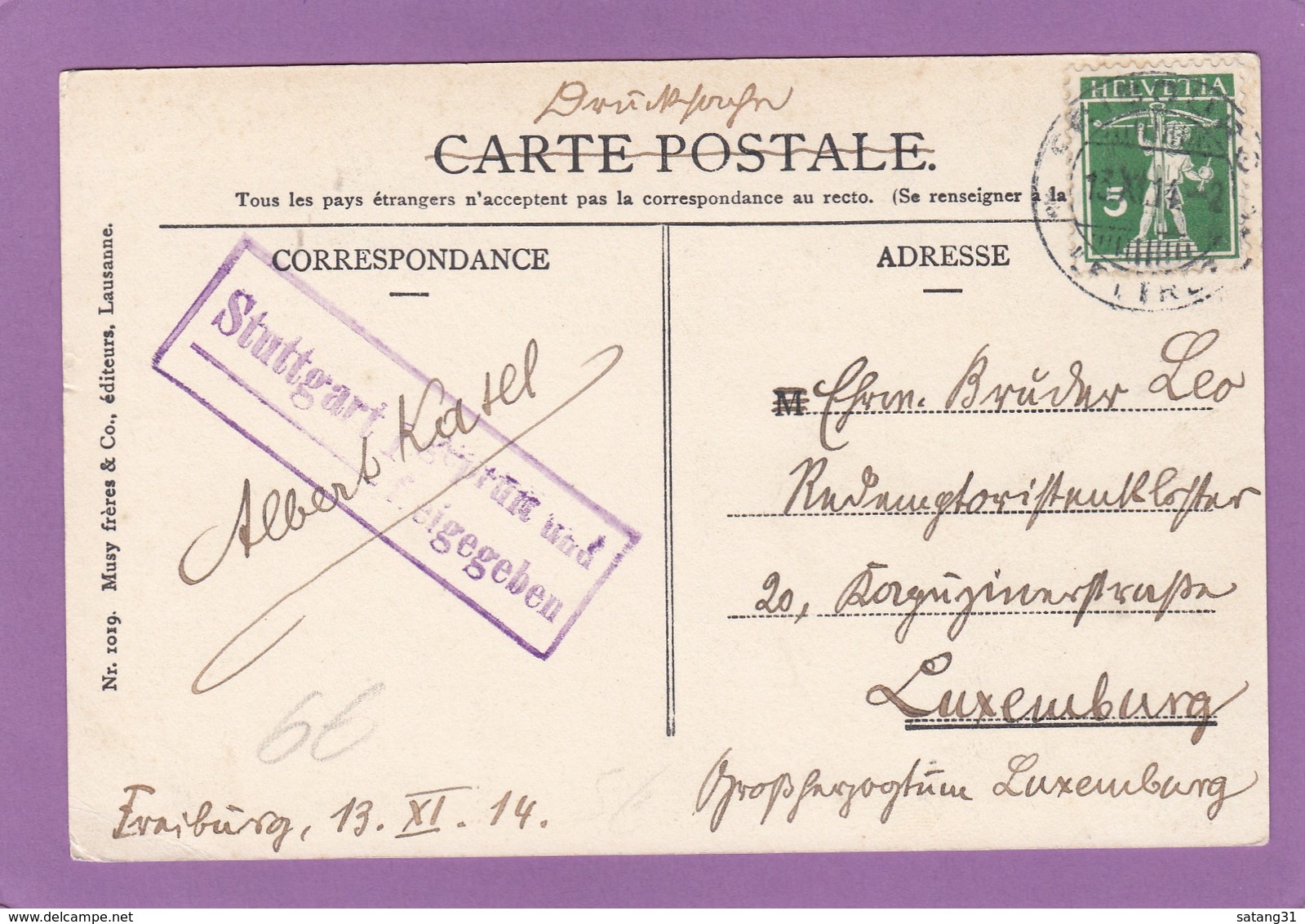 FRIBOURG.CACHET DE CENSURE ALLEMAND. - Fribourg