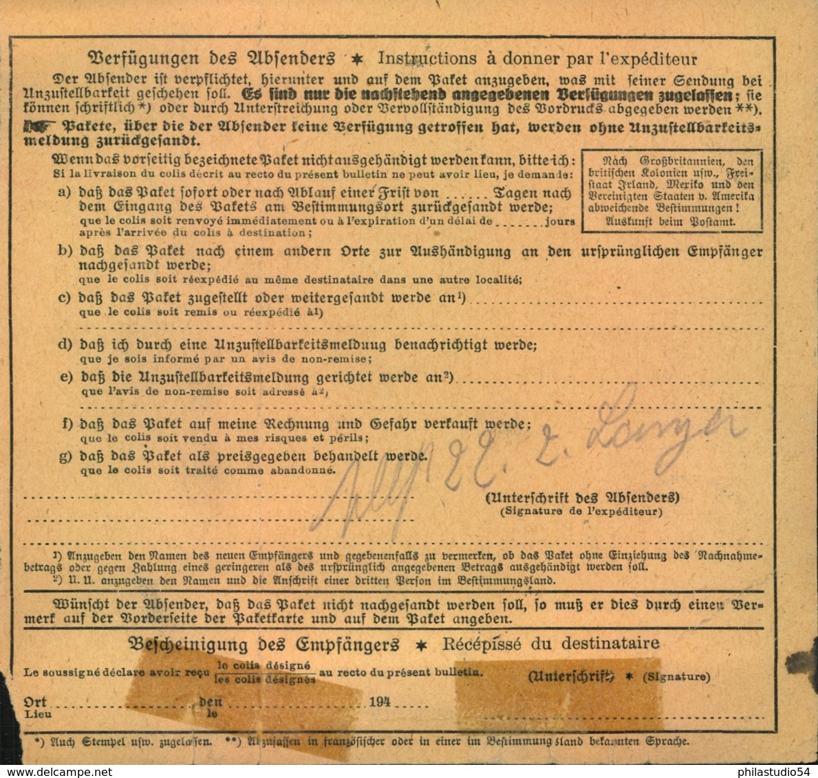 1943, Paketkarte Von HELGOLAND Nach Altenburg (Thüringen) - Sonstige & Ohne Zuordnung