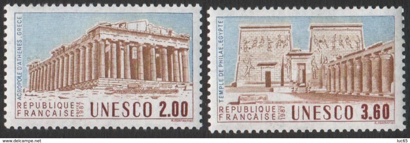 France Neufs Sans Charnière 1987 Acropole Athènes Temple Philae Egypte  YT Service UNESCO 98 99 - Nuevos
