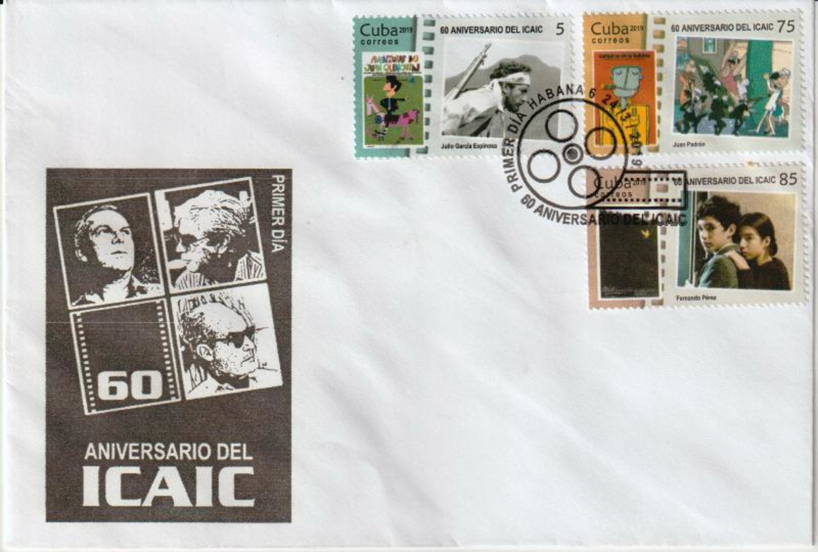 Cuba 2019 60th Annviersary Of ICAIC. Movie Industry 6v FDC`s - Cinema