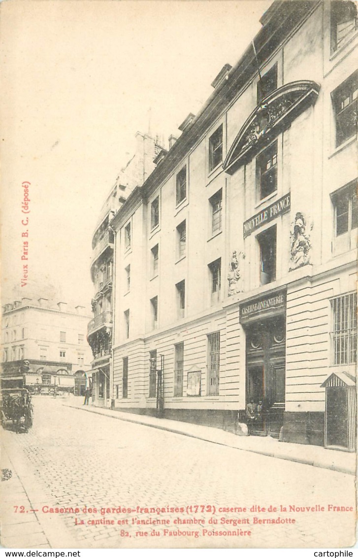 75 - VIEUX PARIS - Caserne Des Gardes Francaises Rue Du Fbg Poissonniere - Lots, Séries, Collections