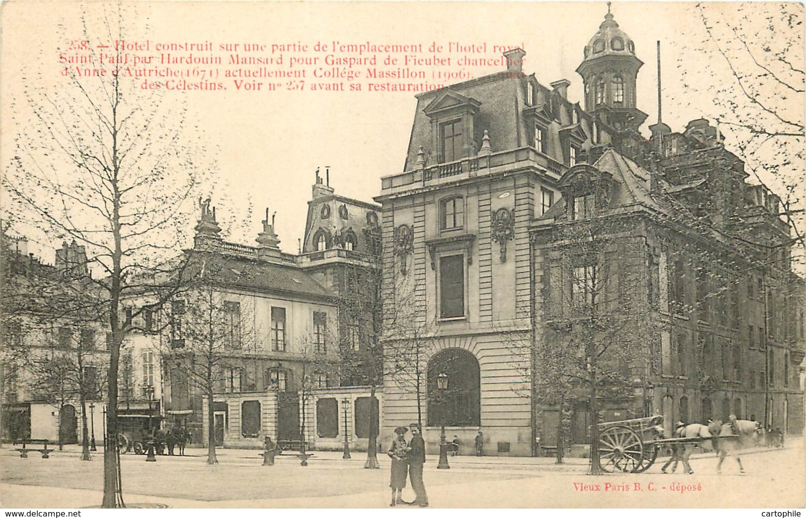 75 - VIEUX PARIS - Hotel Gaspard Fieubet Chancelier D'Anne D'Autriche Devenu Collège Massillon Quai Des Celestins - Lots, Séries, Collections