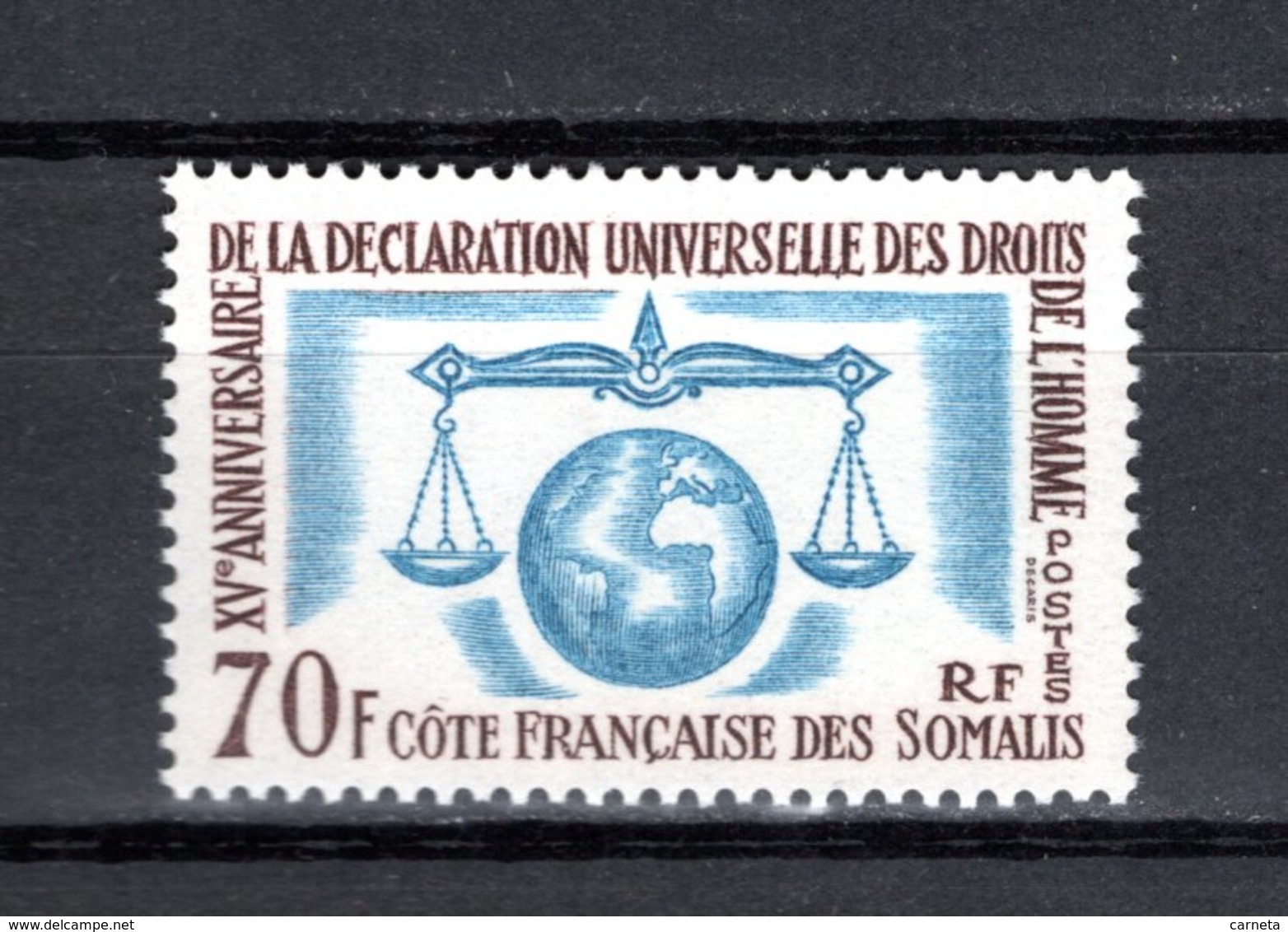 COTE DES SOMALIS  N° 318  NEUF SANS CHARNIERE COTE 10.00€   DROITS DE L'HOMME - Ungebraucht