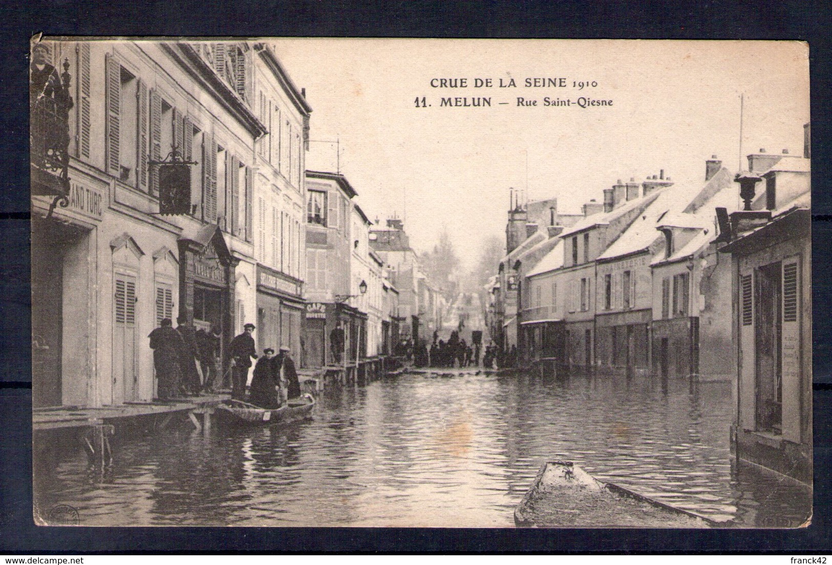 77. Melun. Inondations 1910. Rue Saint Qiesne. Coin Haut Gauche Abimé - Melun