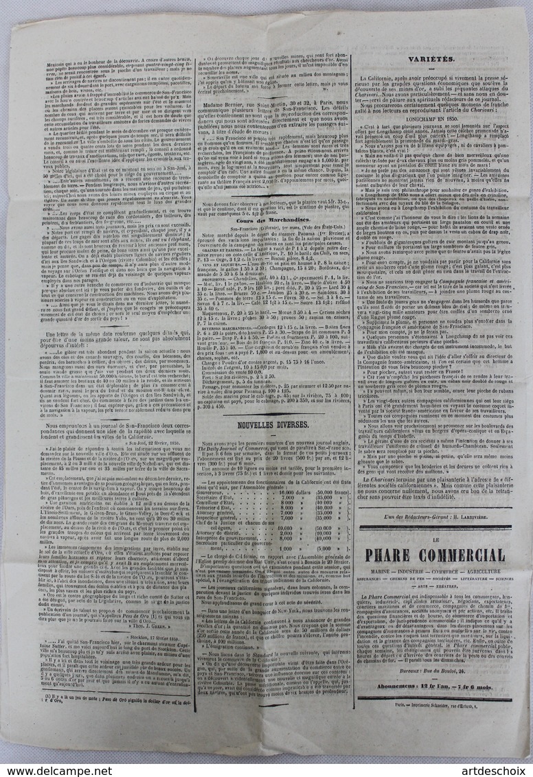 JOURNAL LE .COURRIER DE SAN FRANCISCO N° 4 MAI 1850 BON ETAT - 1850 - 1899