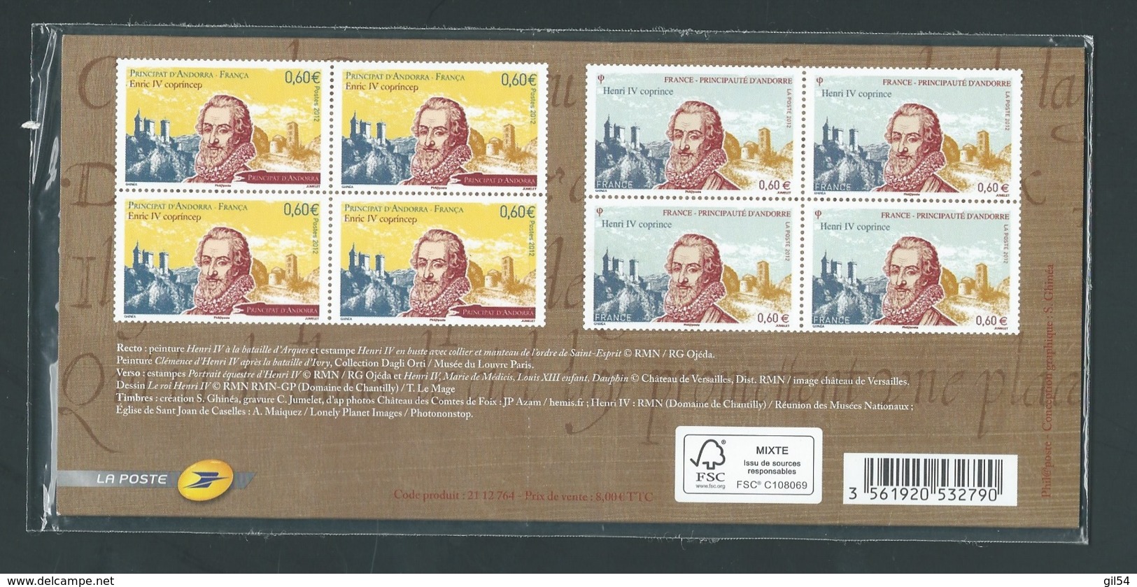 France 2012 - Bloc Souvenir (sous Blister) - France - Principauté D' Andorre (Henri IV) Neuf Sous Blister  - Af28105 - Souvenir Blocks