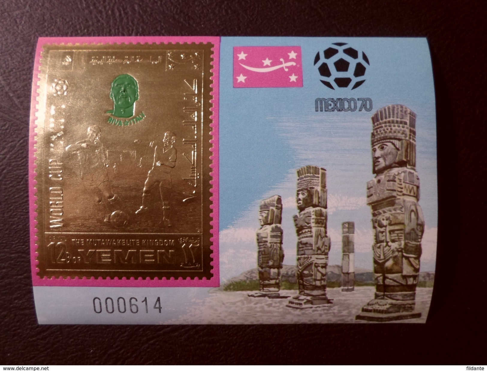 YEMEN 1970 TEMATICA CALCIO MEXICO'70 SERIE COMPLETA FOGLIETTI GOLD N. 193A-200A NUOVI ** MNH - Yemen