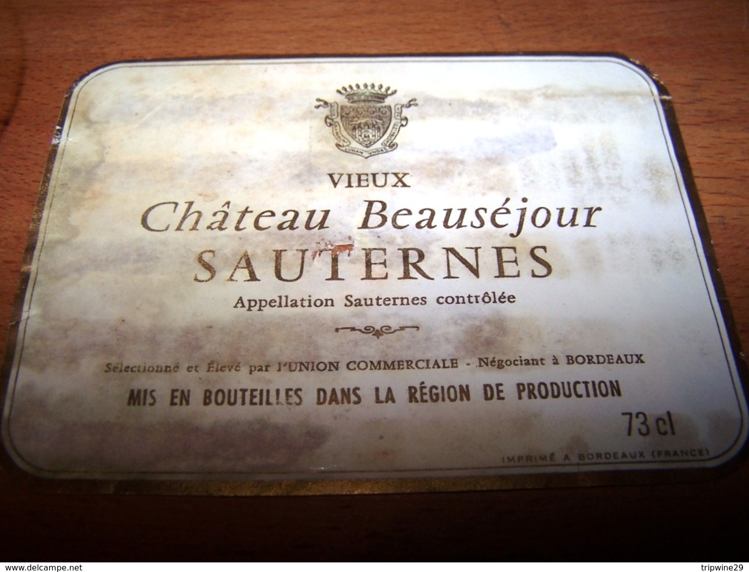 Etiquette Vin Wine Label Sauternes Chateau Beausejour Bordeaux Gironde - Bordeaux