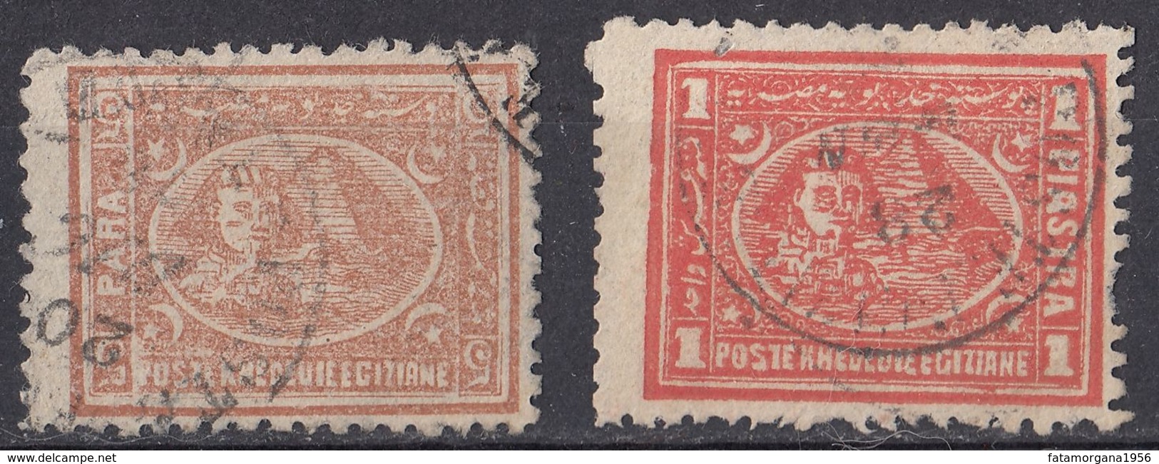 EGITTO - 1874/1875 - Lotto Di 2 Valori Usati: Yvert 14A E 17A, Come Da Immagine. - 1866-1914 Khedivato Di Egitto